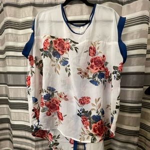 Sheer high low button back top plus size 2